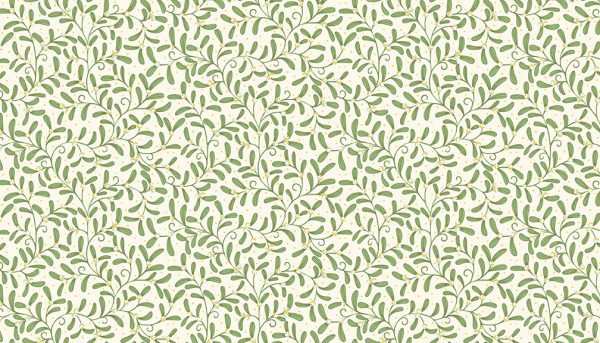mistletoe print on cream background fabric