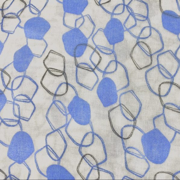 blue abstract print cotton fabric