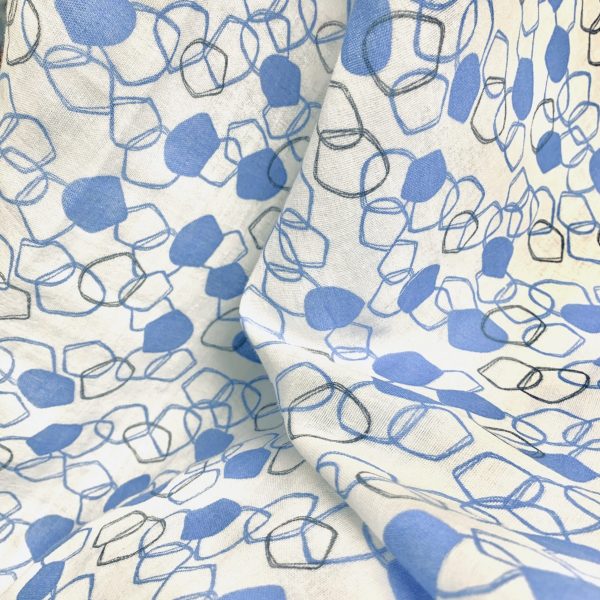 blue abstract print cotton draped