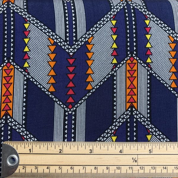 navy and orange viscose with ruler