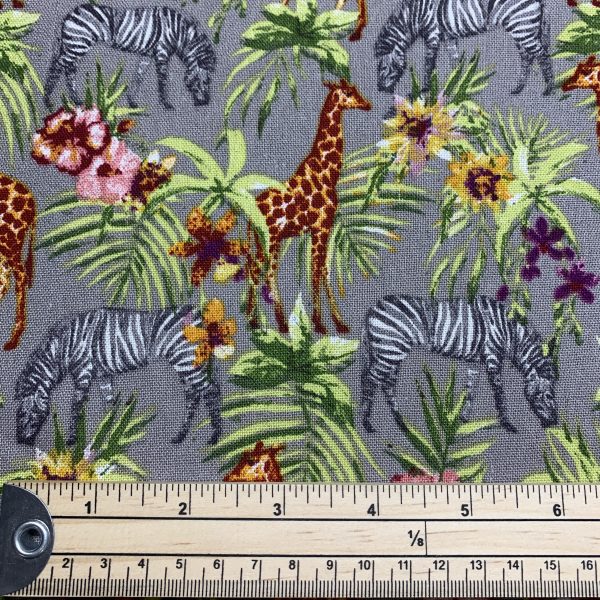 safari print linen viscose fabric with ruler