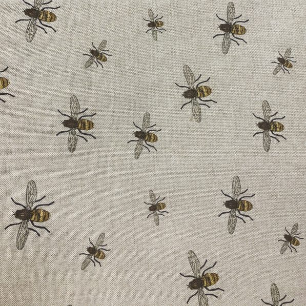 bee print linen look cotton canvas