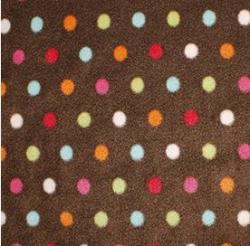 brown fleece with multi coloured dot